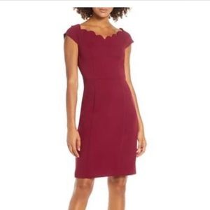 NWT Harlyn Burgundy scalloped dress sz S